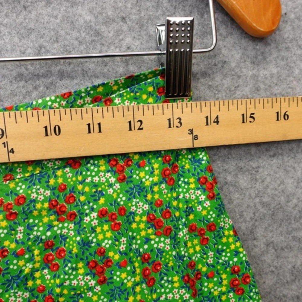 Vintage Floral Maxi Skirt Womens XS Green Ditsy Garden Tiered Boho Cottage‎ 70s